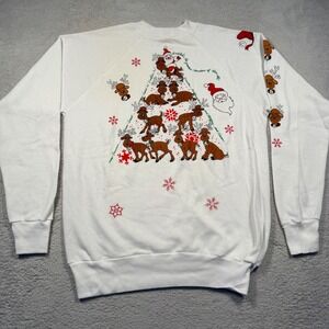 Vintage‎ Christmas Rudolph Reindeer Raglan Crewneck Sweatshirt XL USA Made NWOT